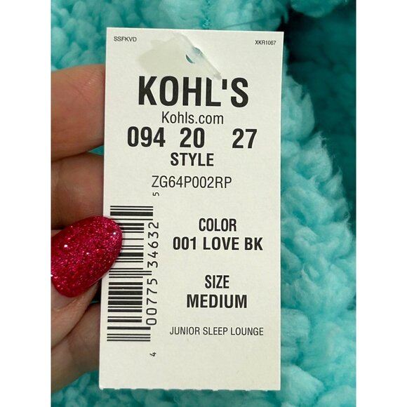 So Intimates Women’s Sweatshirt Blue Green M Sherpa Soft Cozy Casual Round Neck - Picture 6 of 13